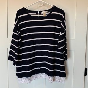 CJ Banks • knits top with crochet detail